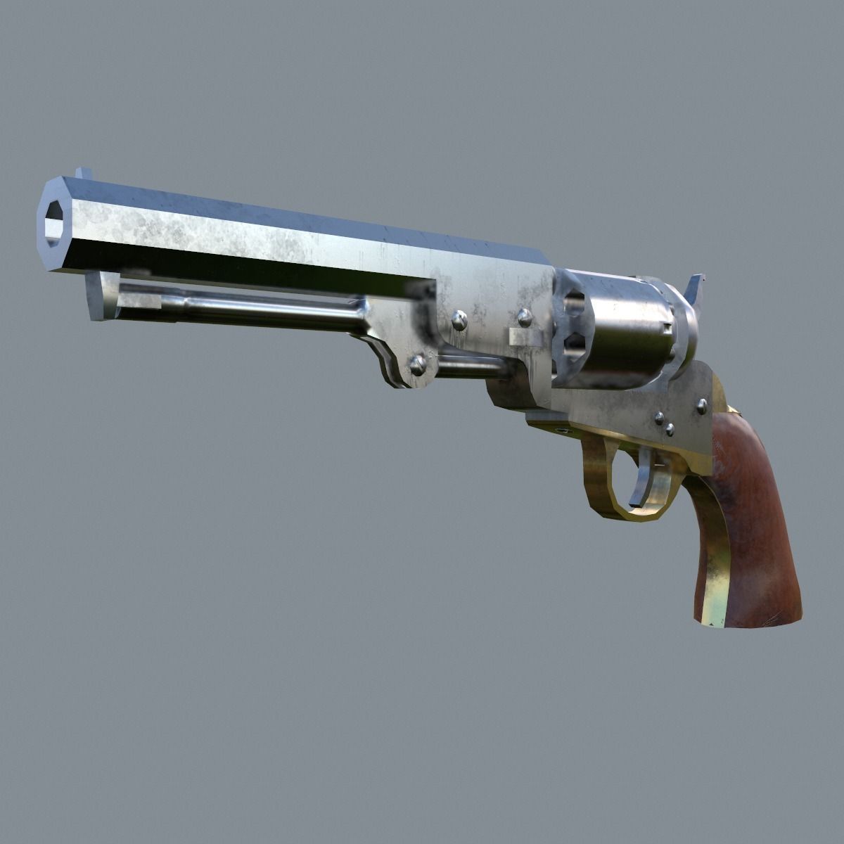 Colt 1849 Pocket Revolver Free low-poly 3D model