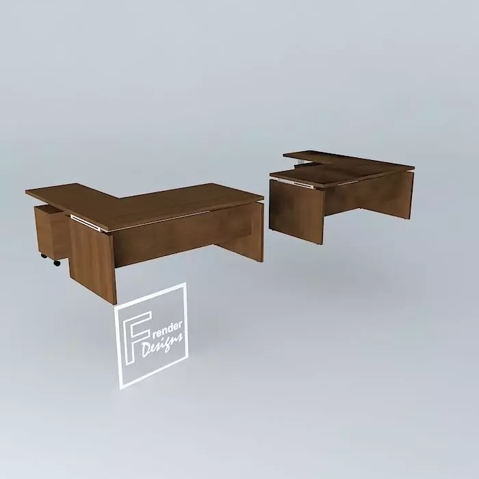 OFFICE DESK with MOBILE PEDESTAL-1800x1900x735mmH Free 3D model_0