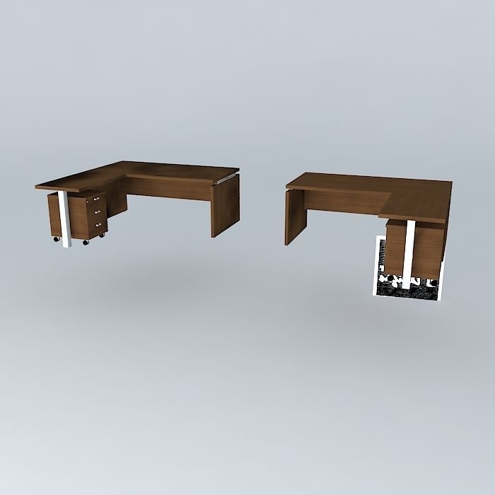 OFFICE DESK with MOBILE PEDESTAL-1800x1900x735mmH Free 3D model_1