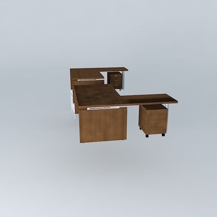 OFFICE DESK with MOBILE PEDESTAL-1800x1900x735mmH Free 3D model_2