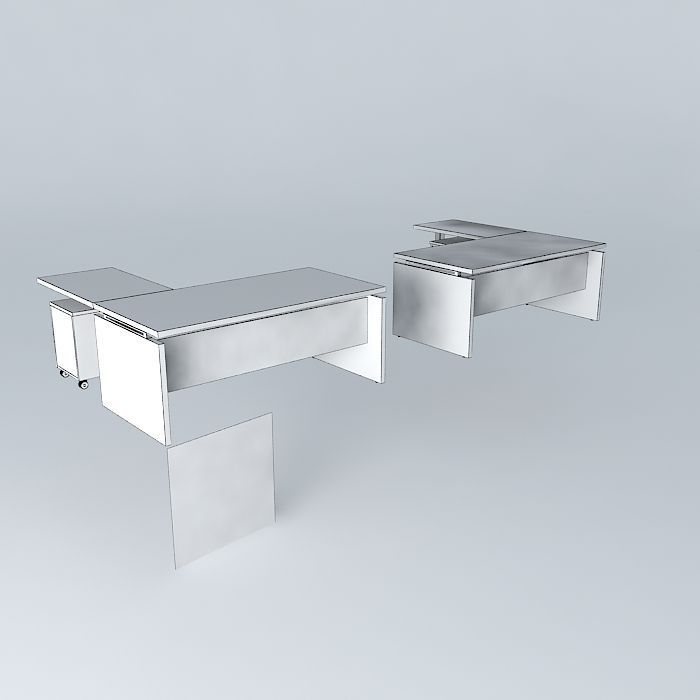 OFFICE DESK with MOBILE PEDESTAL-1800x1900x735mmH Free 3D model_3