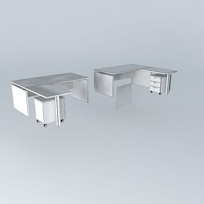 OFFICE DESK with MOBILE PEDESTAL-1800x1900x735mmH Free 3D model_4