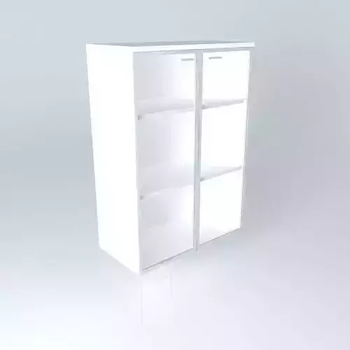 MEDIUM HEIGHT CABINET ALUM. FRAME GLASS DOORS 900x450x1350mm