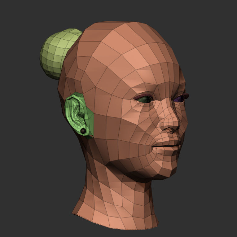 Head Base Mesh Asian Female 3D model_9