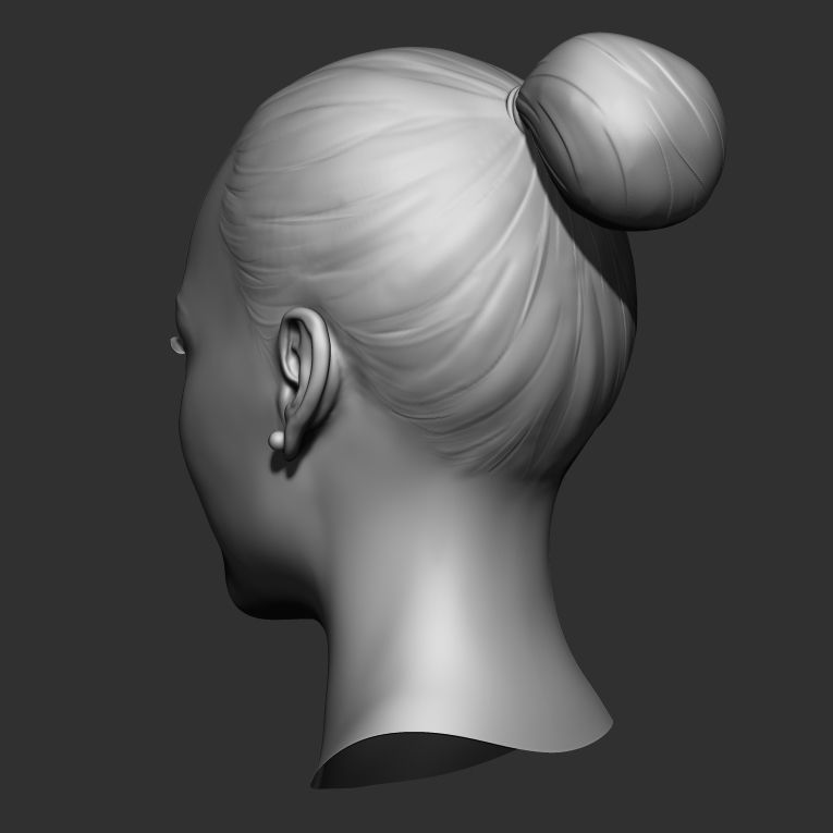 Head Base Mesh Asian Female 3D model_4