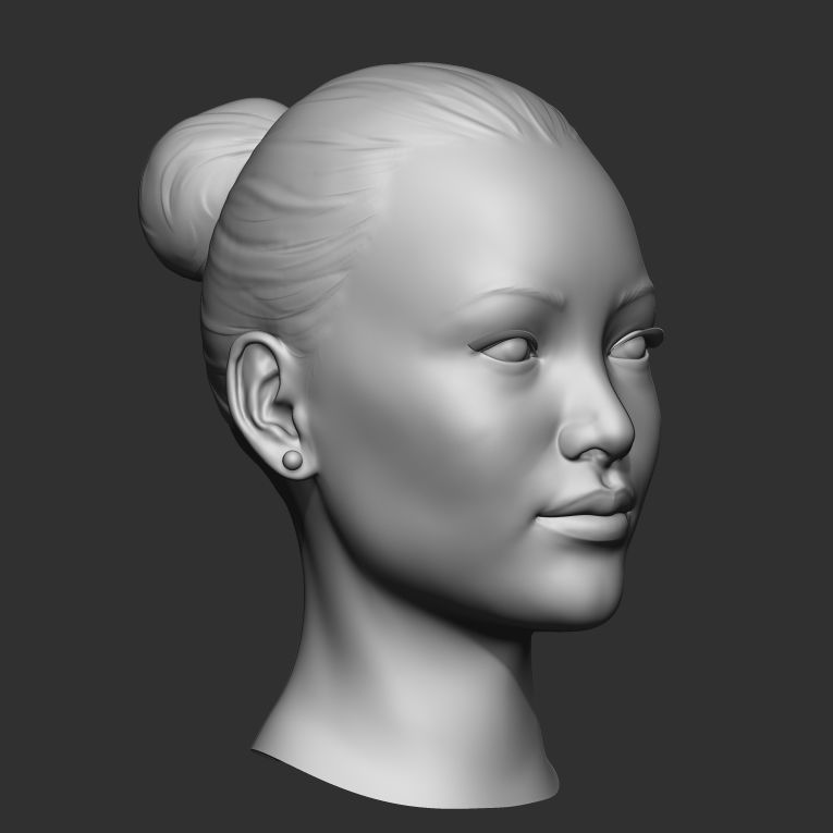 Head Base Mesh Asian Female 3D model_7