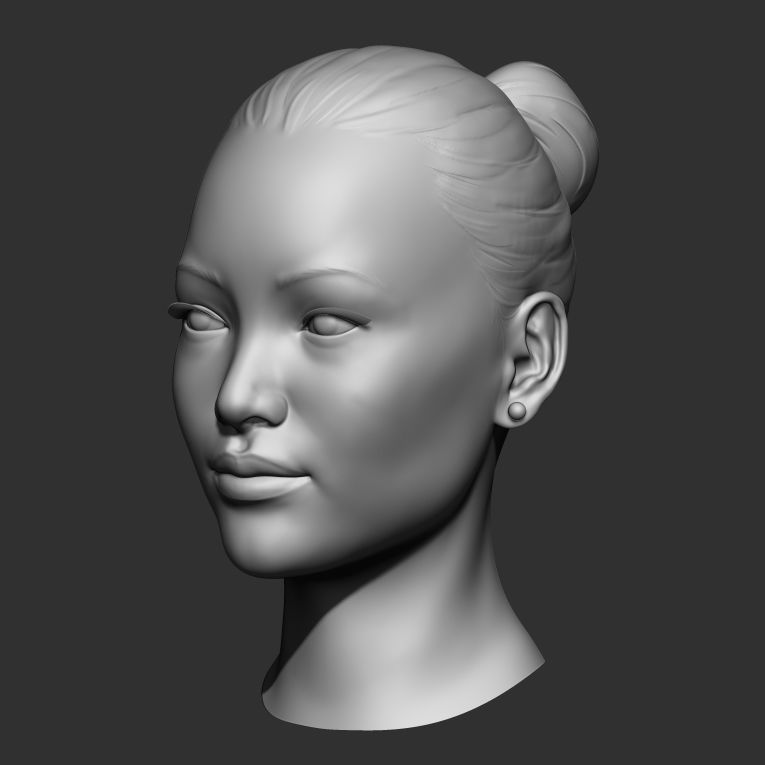 Head Base Mesh Asian Female 3D model_3