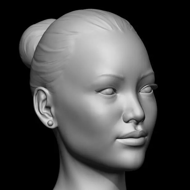 Head Base Mesh Asian Female 3D model_0