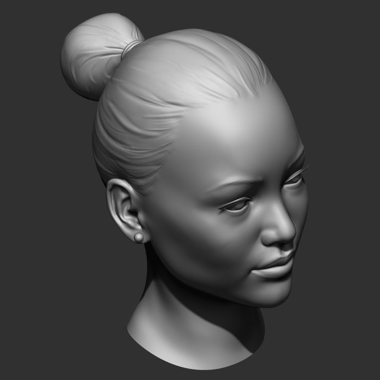 Head Base Mesh Asian Female 3D model_6