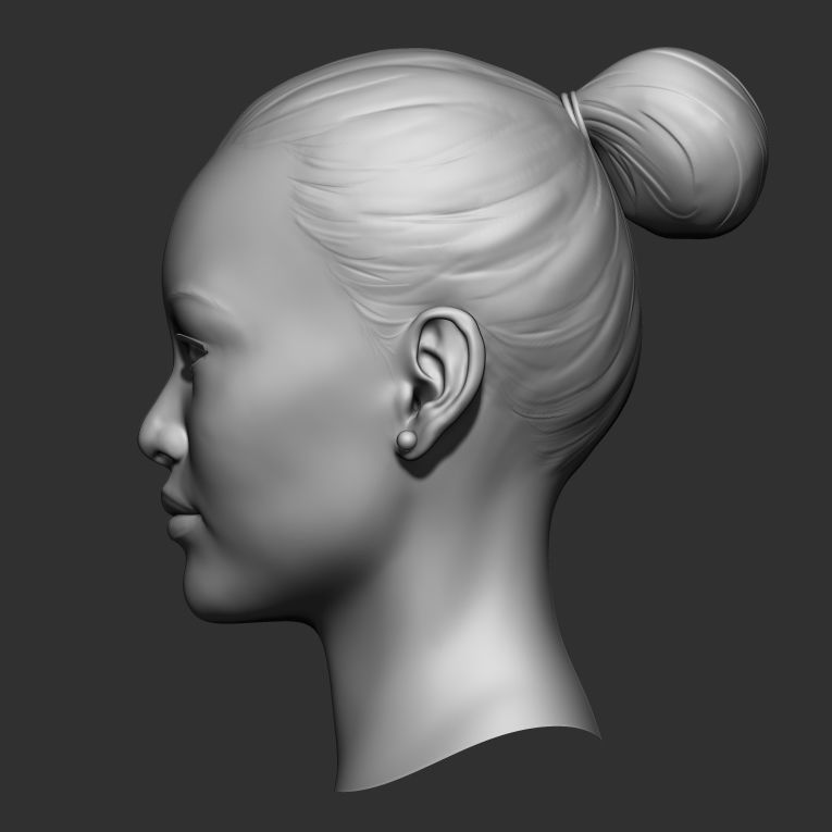 Head Base Mesh Asian Female 3D model_2