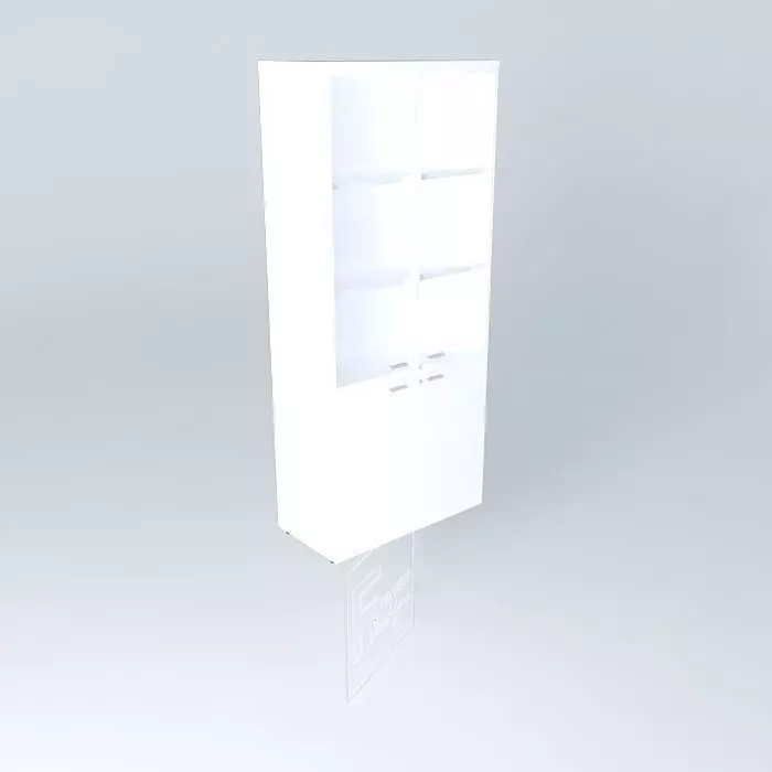 HIGH CABINET with WOOD 26 ALUM. FRAME GLASS DOORS 900x450x2090mm Free 3D model