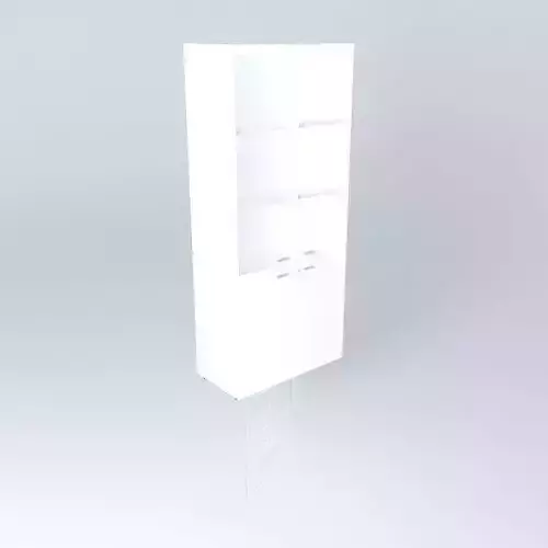 HIGH CABINET with WOOD 26 ALUM. FRAME GLASS DOORS 900x450x2090mm