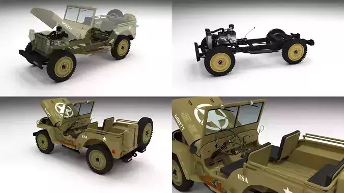 Full w chassis Jeep Willys MB Military Desert