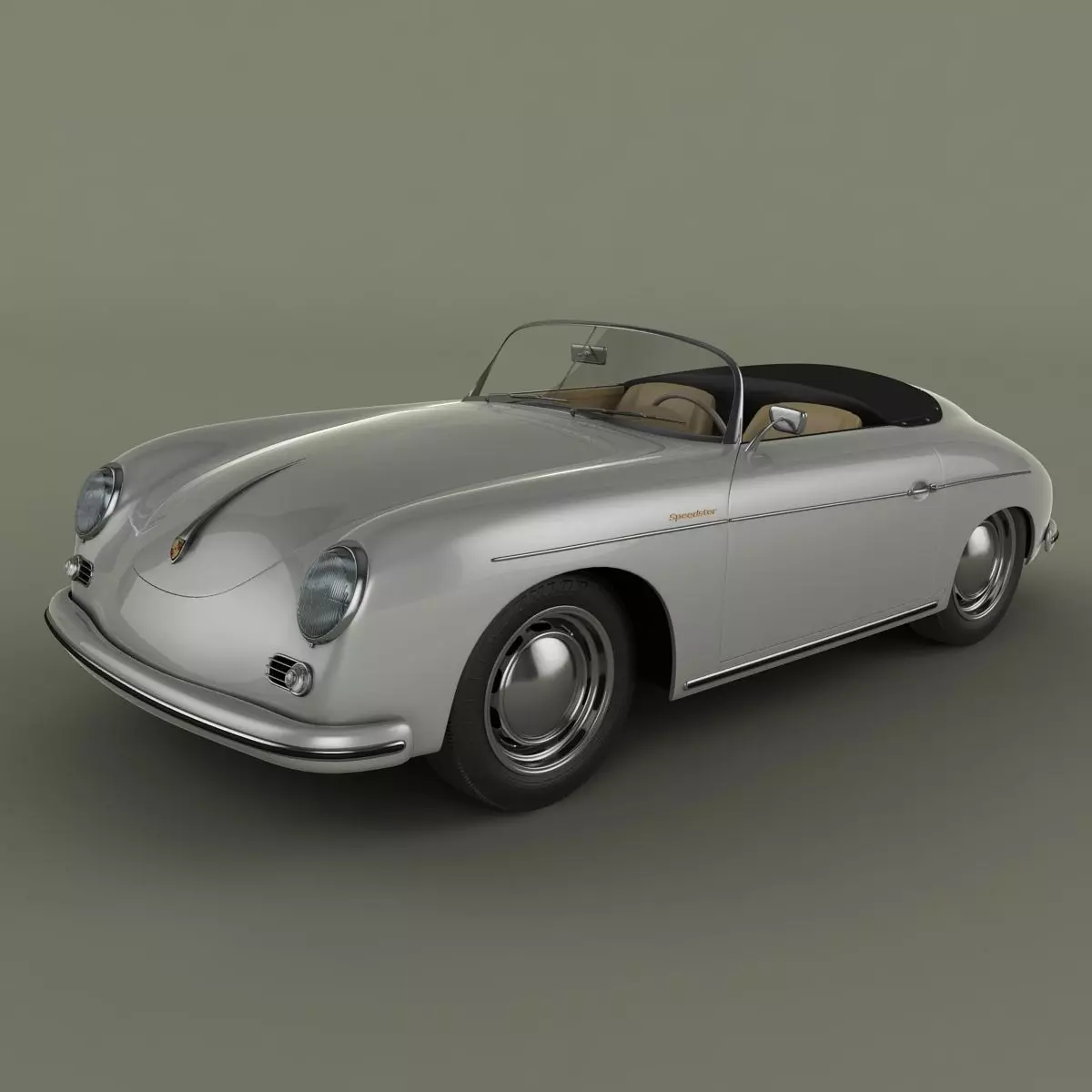 Porsche 356 A speedster 1957 3D model_0
