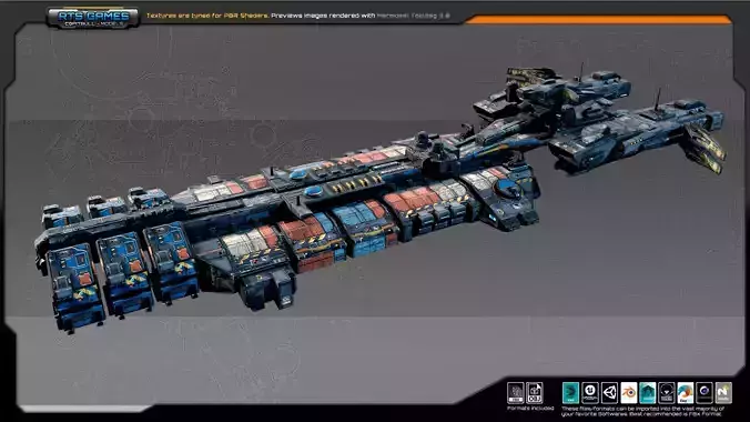 SciFi Cargoship G5 Low-poly 3D model