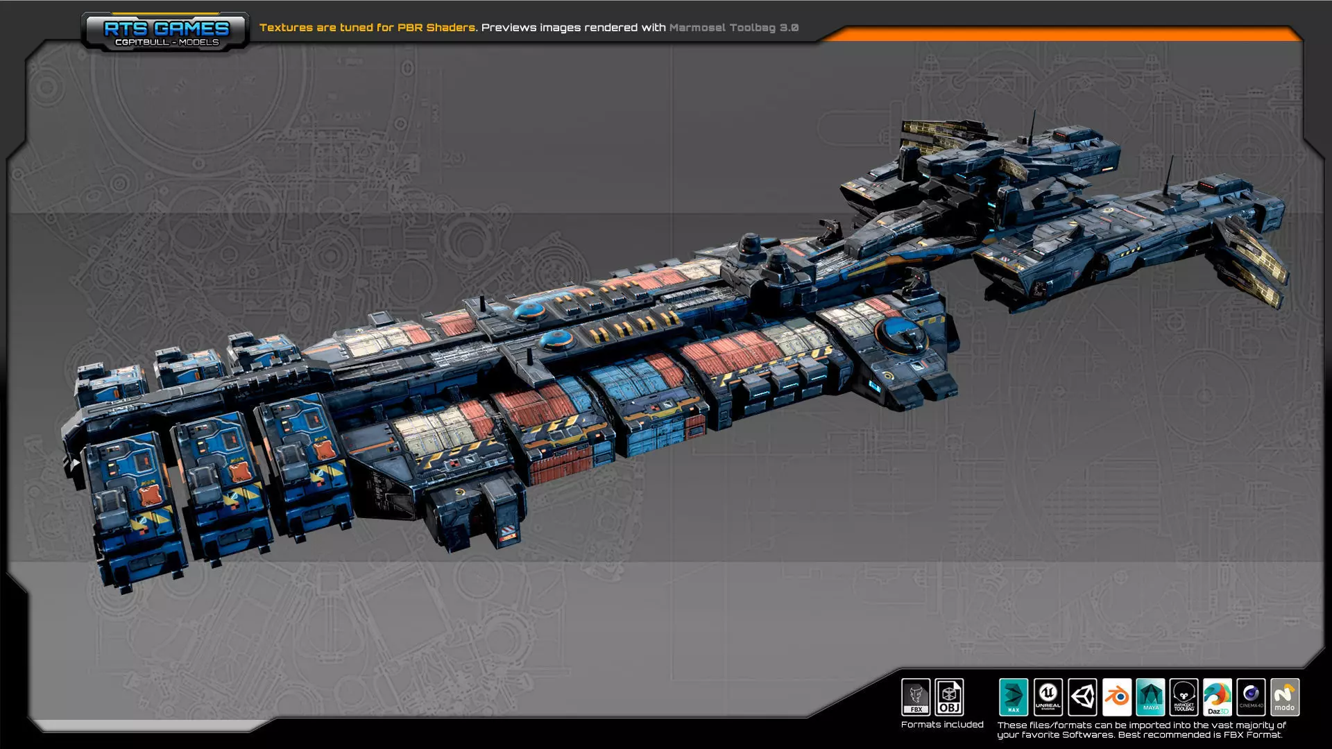 SciFi Cargoship G5 Low-poly 3D model_0