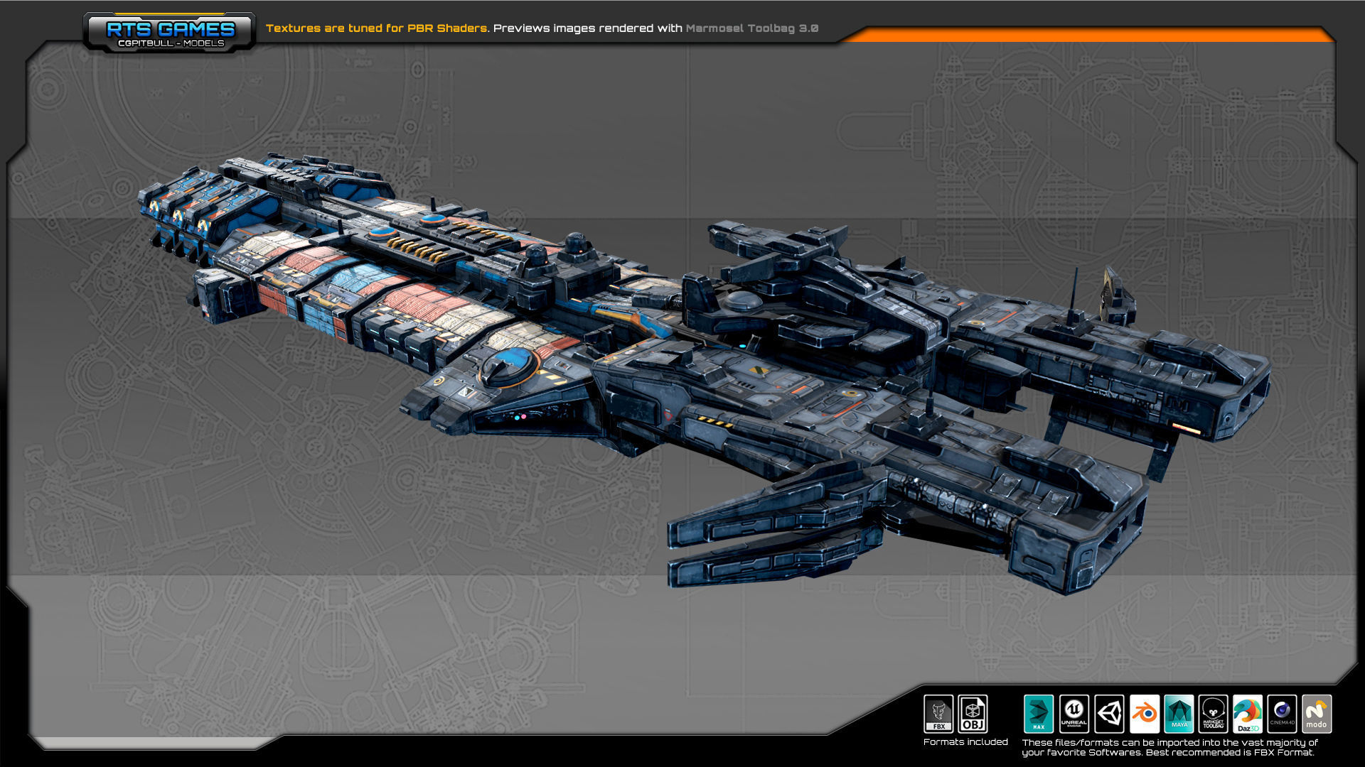 SciFi Cargoship G5 Low-poly 3D model_3