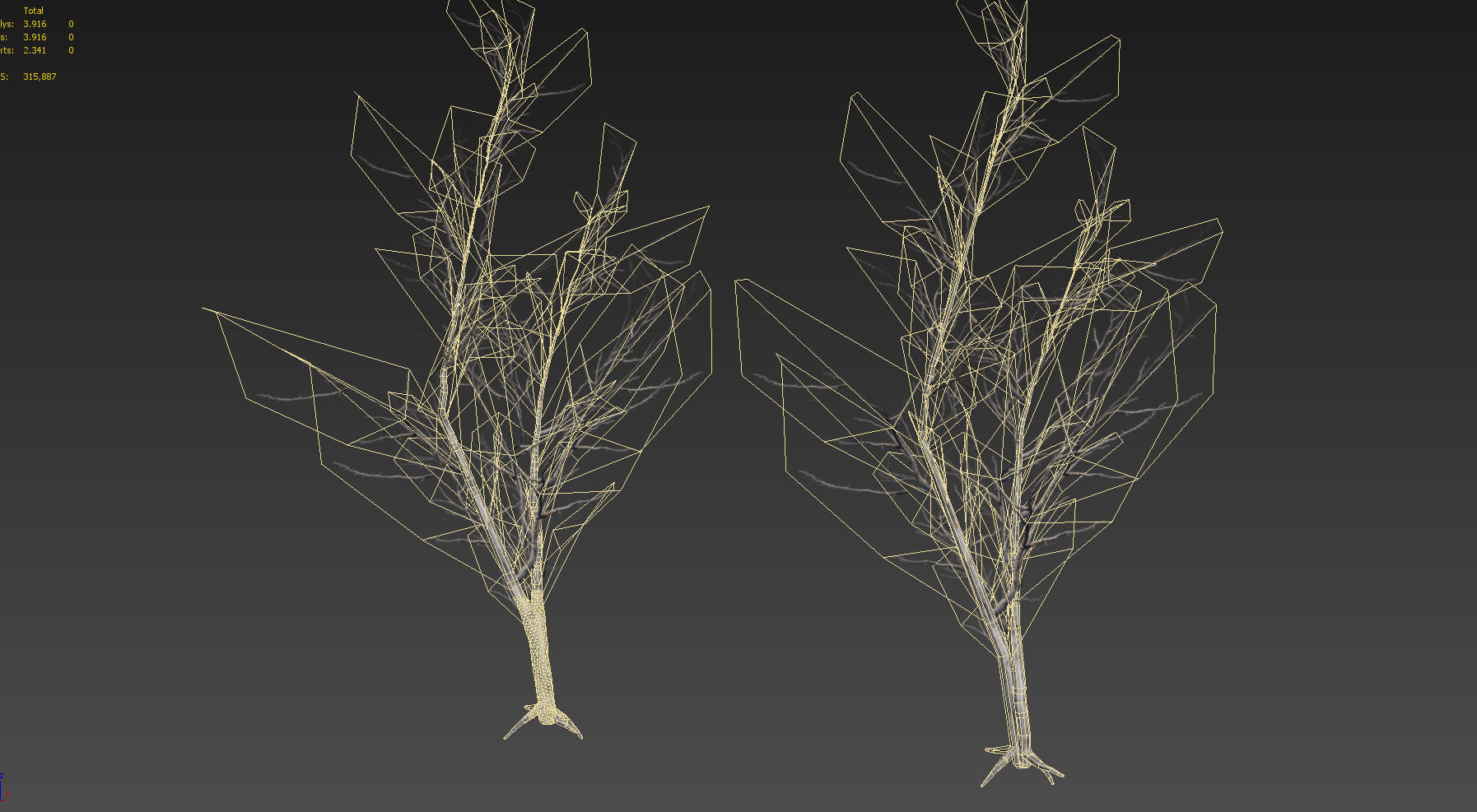 10 Old Branched Leaf Tree Models Low-poly 3D model_23