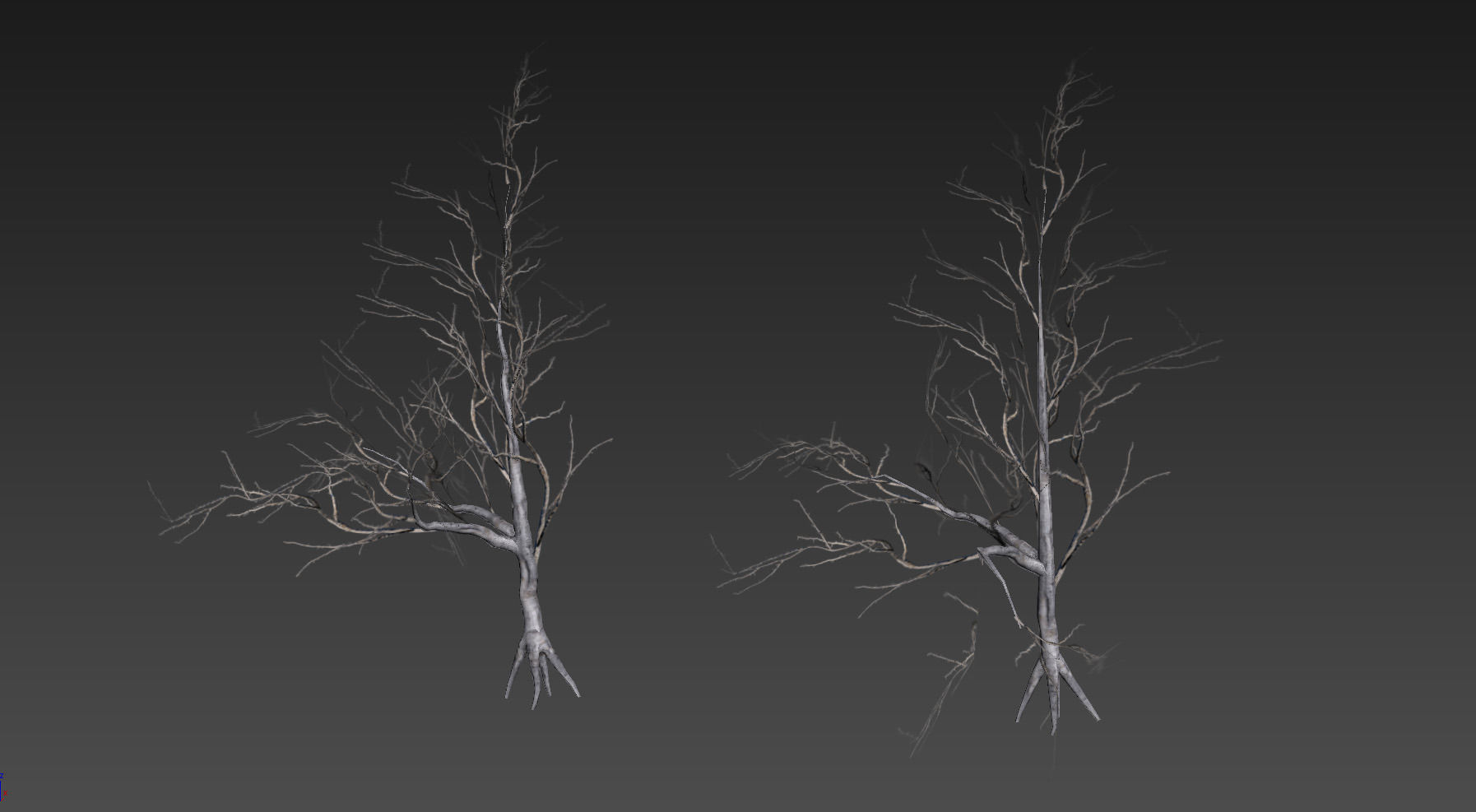 10 Old Branched Leaf Tree Models Low-poly 3D model_9