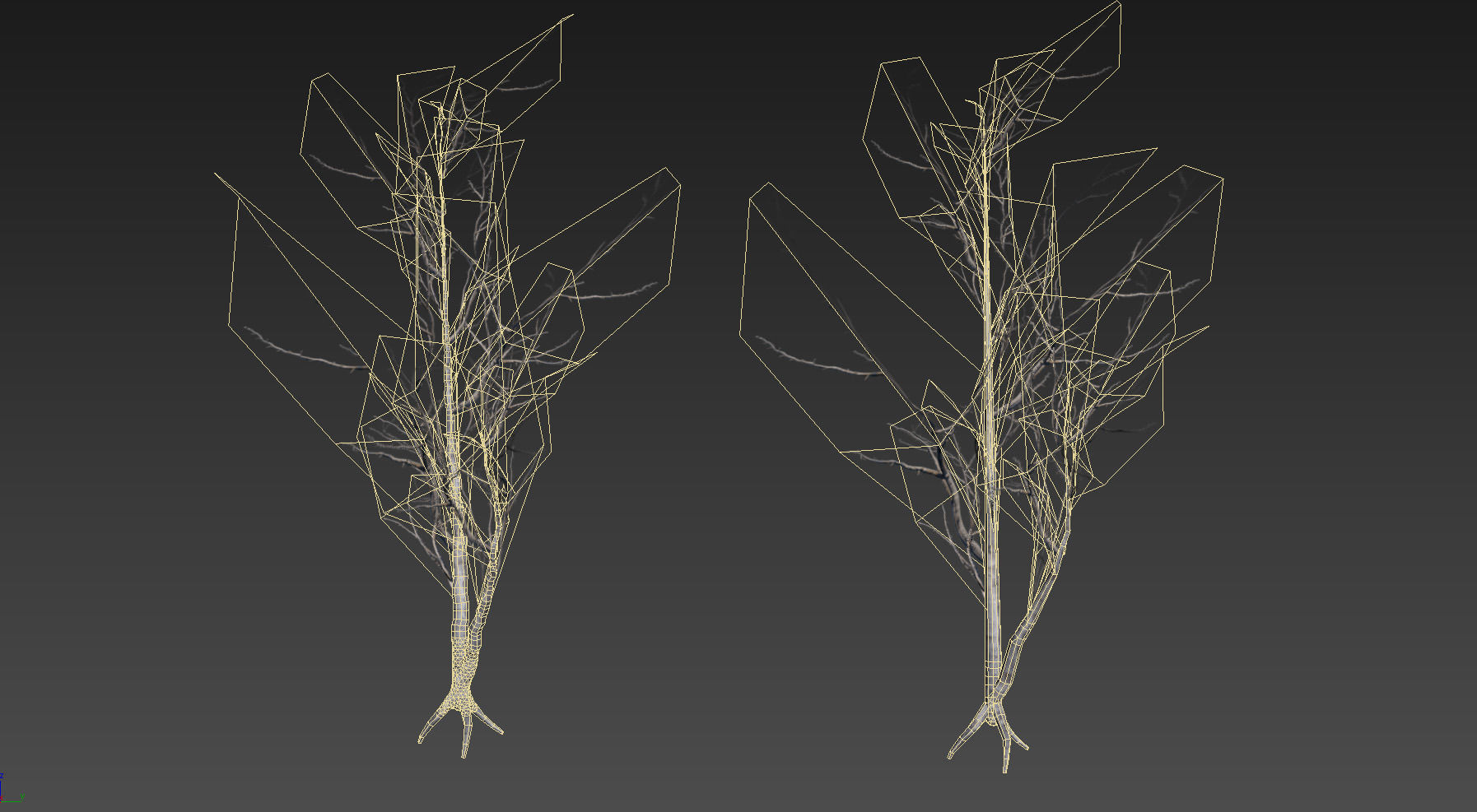 10 Old Branched Leaf Tree Models Low-poly 3D model_20