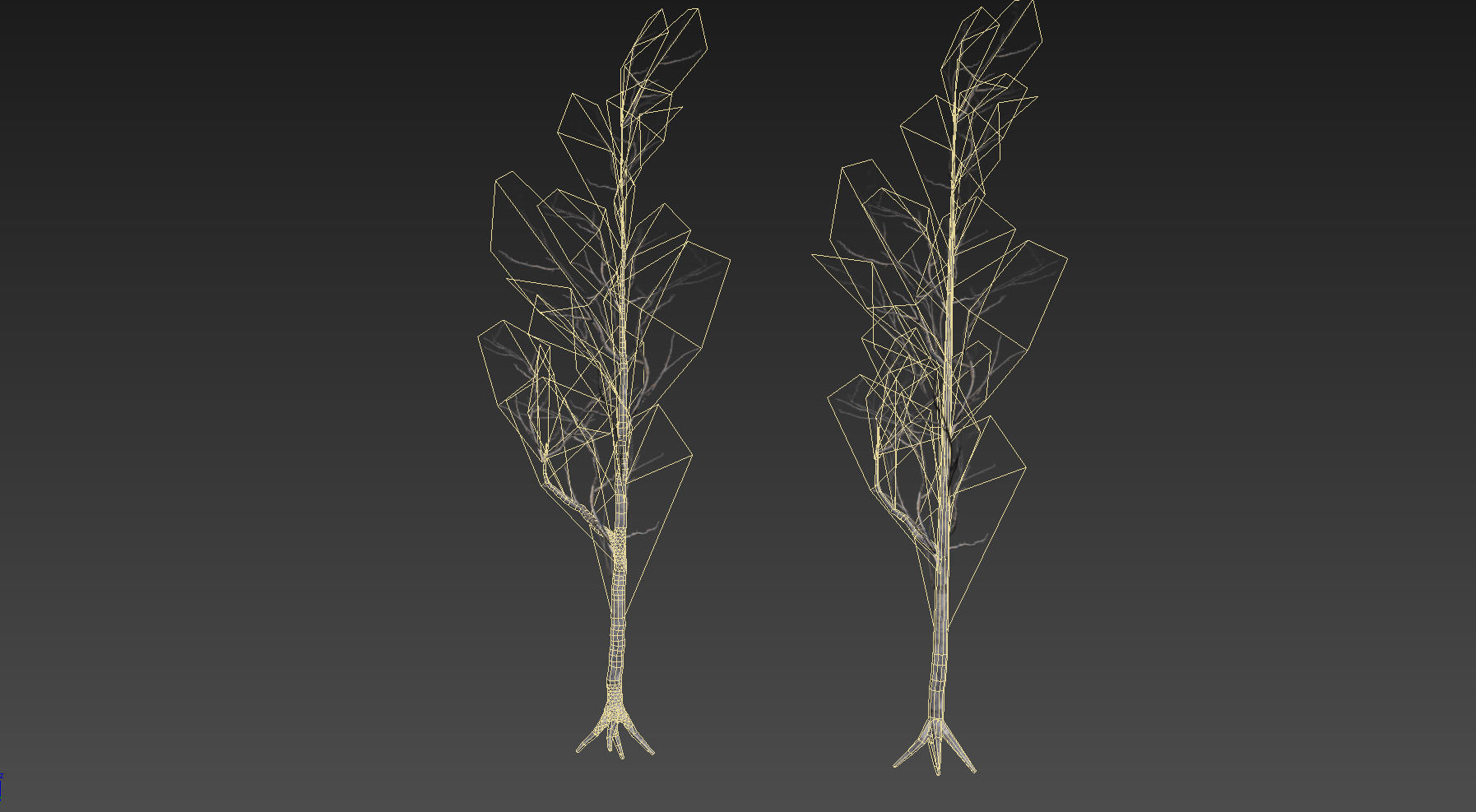 10 Old Branched Leaf Tree Models Low-poly 3D model_6