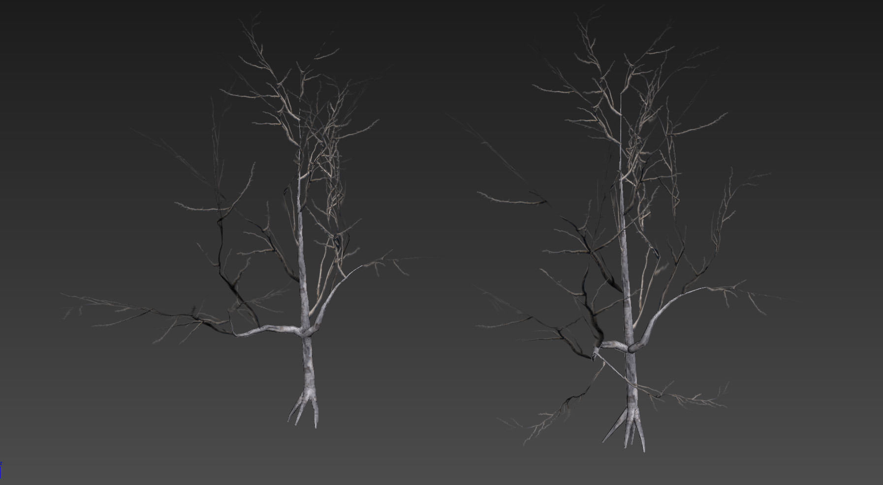 10 Old Branched Leaf Tree Models Low-poly 3D model_11