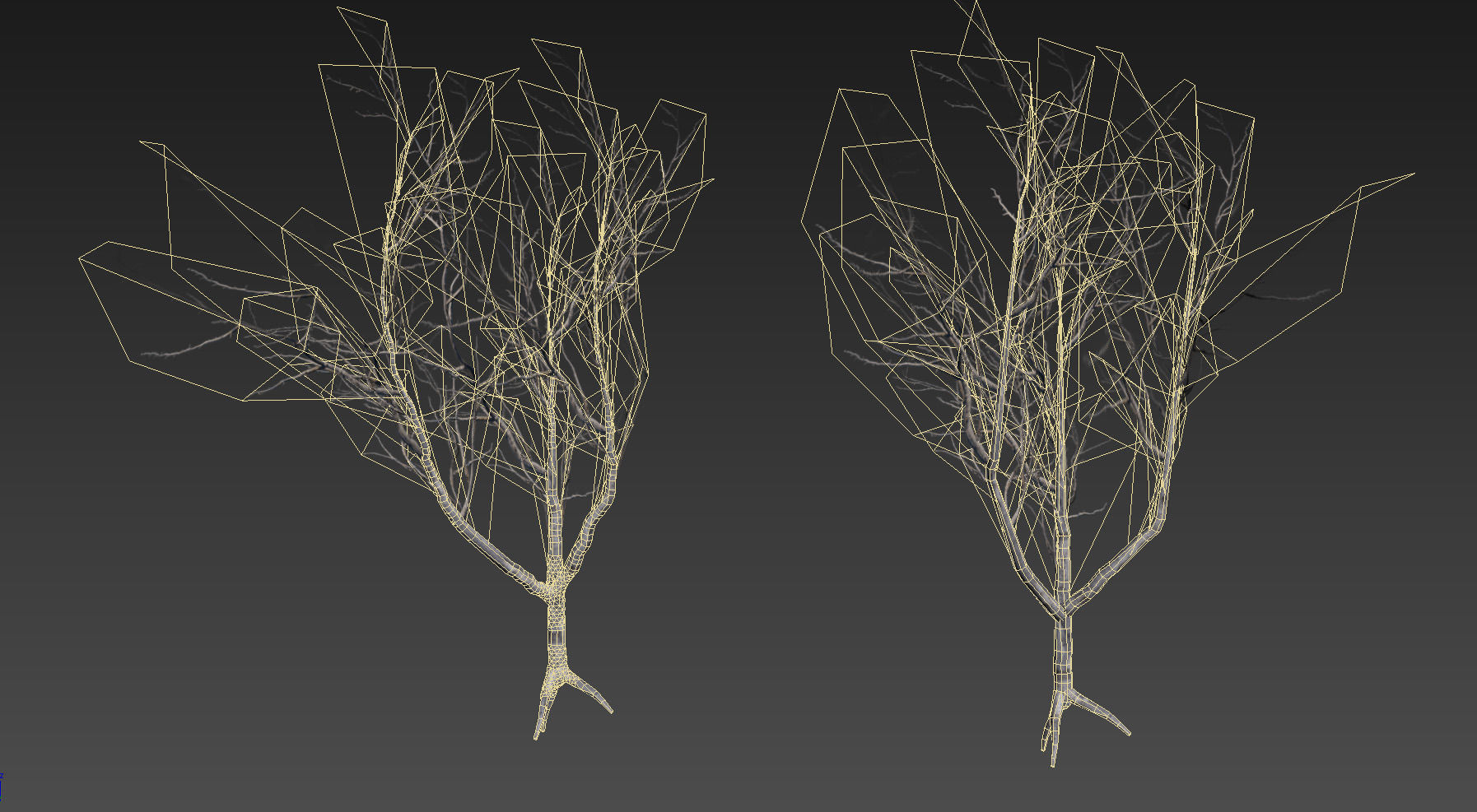 10 Old Branched Leaf Tree Models Low-poly 3D model_16