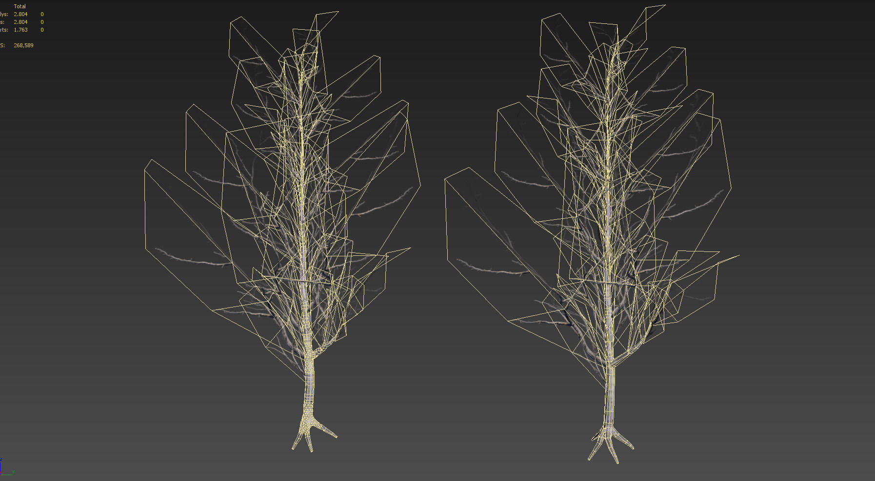 10 Old Branched Leaf Tree Models Low-poly 3D model_15