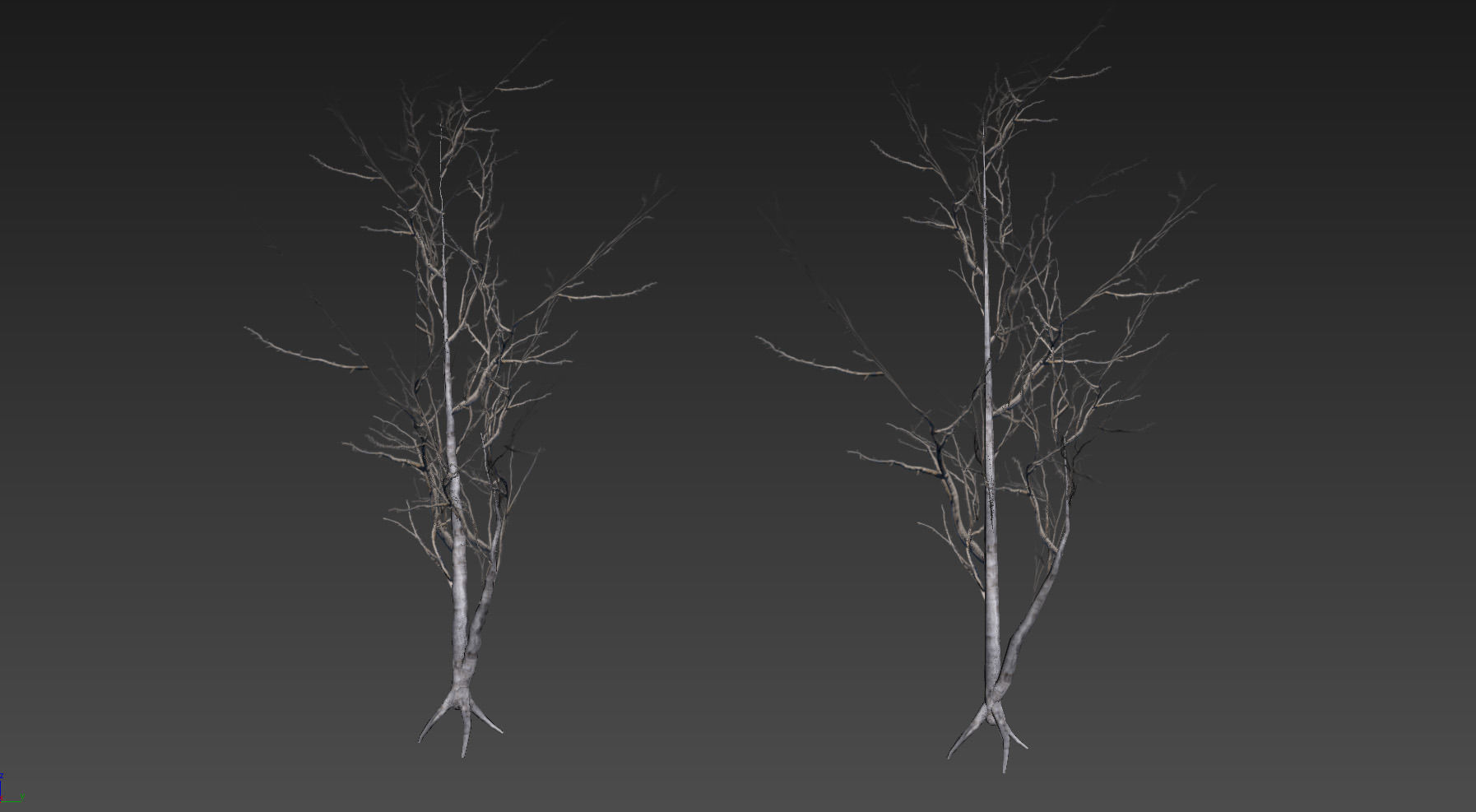 10 Old Branched Leaf Tree Models Low-poly 3D model_21