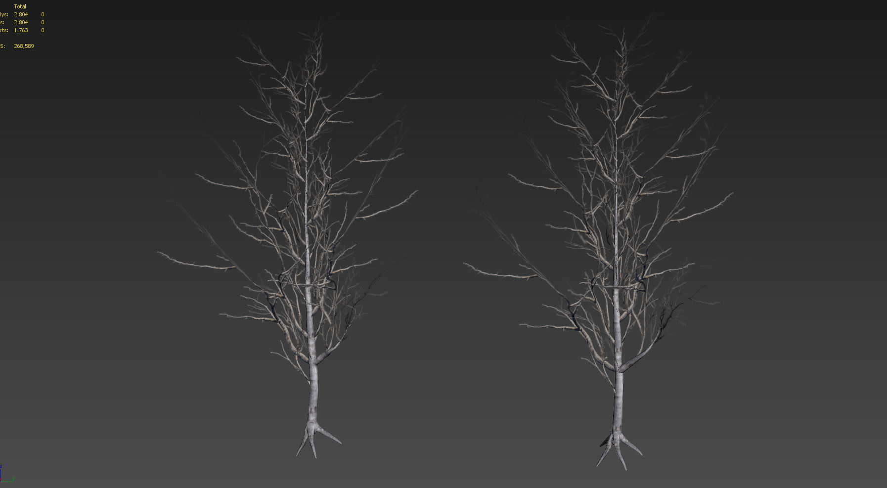 10 Old Branched Leaf Tree Models Low-poly 3D model_14