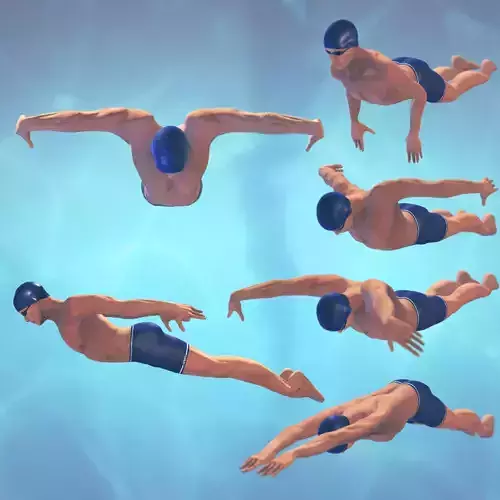 Swimming Man Rigger - Butterfly Low-poly 3D model