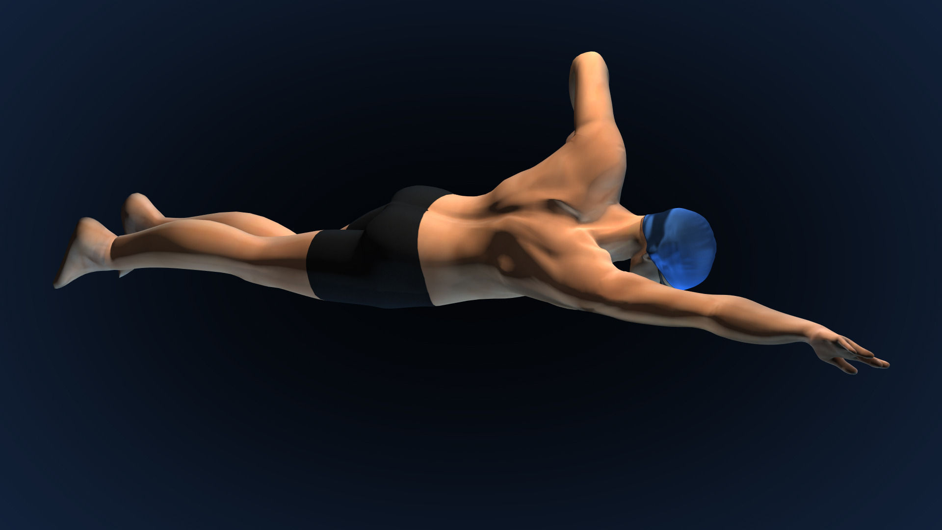 Swimming Man Classic Style Riged and Animated Low-poly 3D model_3