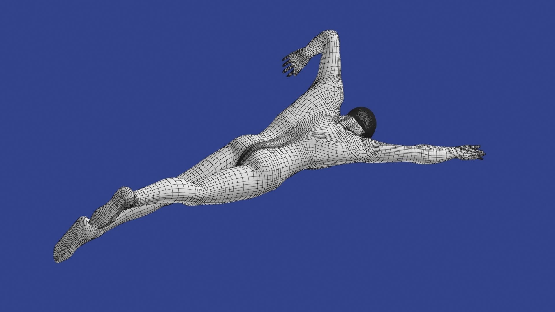 Swimming Man Classic Style Riged and Animated Low-poly 3D model_9
