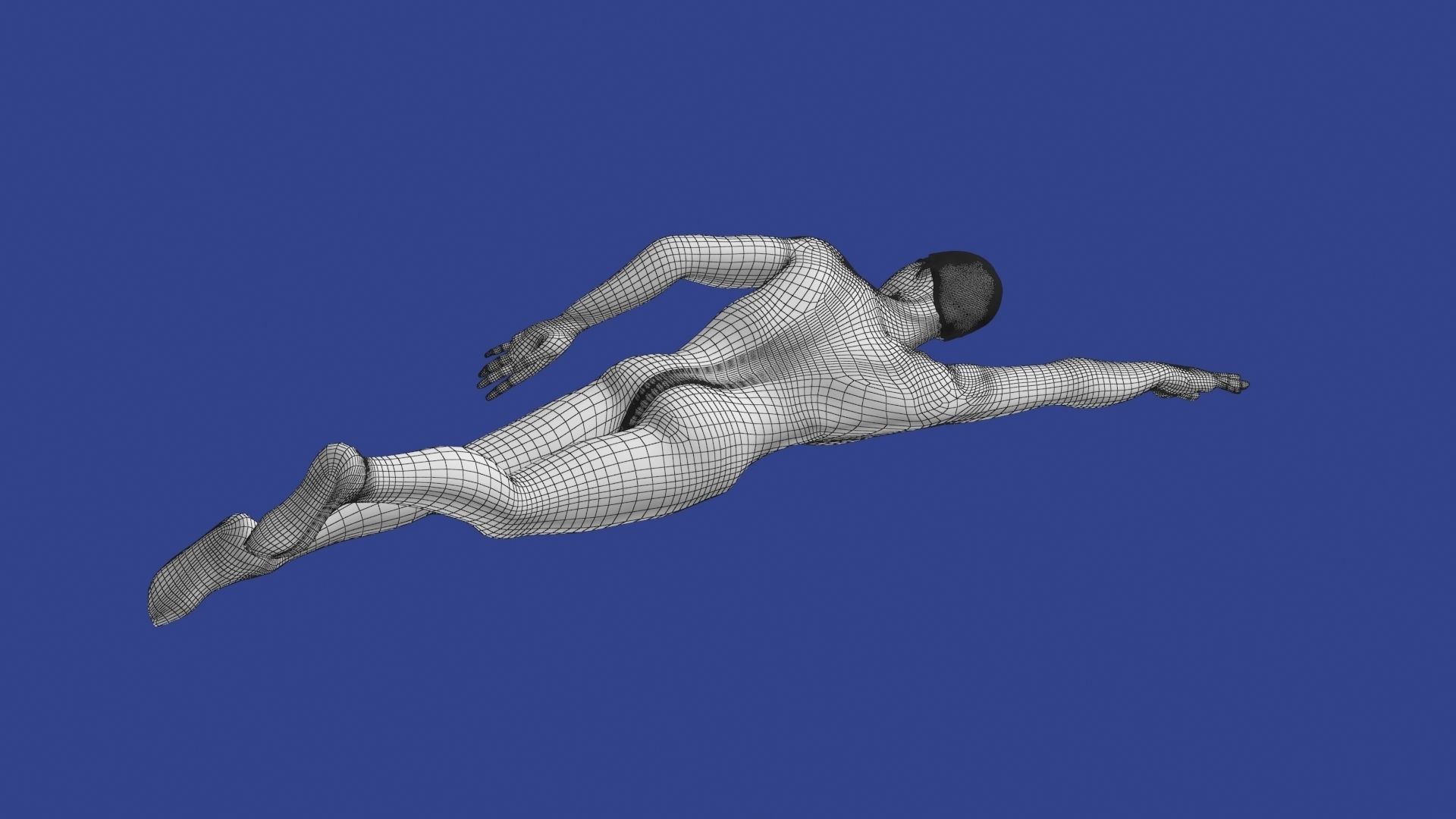 Swimming Man Classic Style Riged and Animated Low-poly 3D model_14