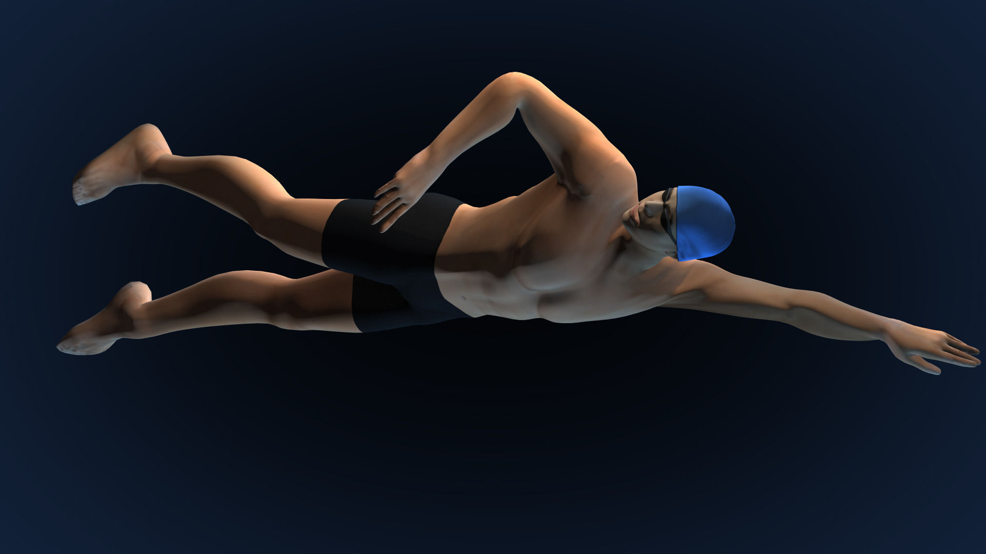 Swimming Man Classic Style Riged and Animated Low-poly 3D model_1