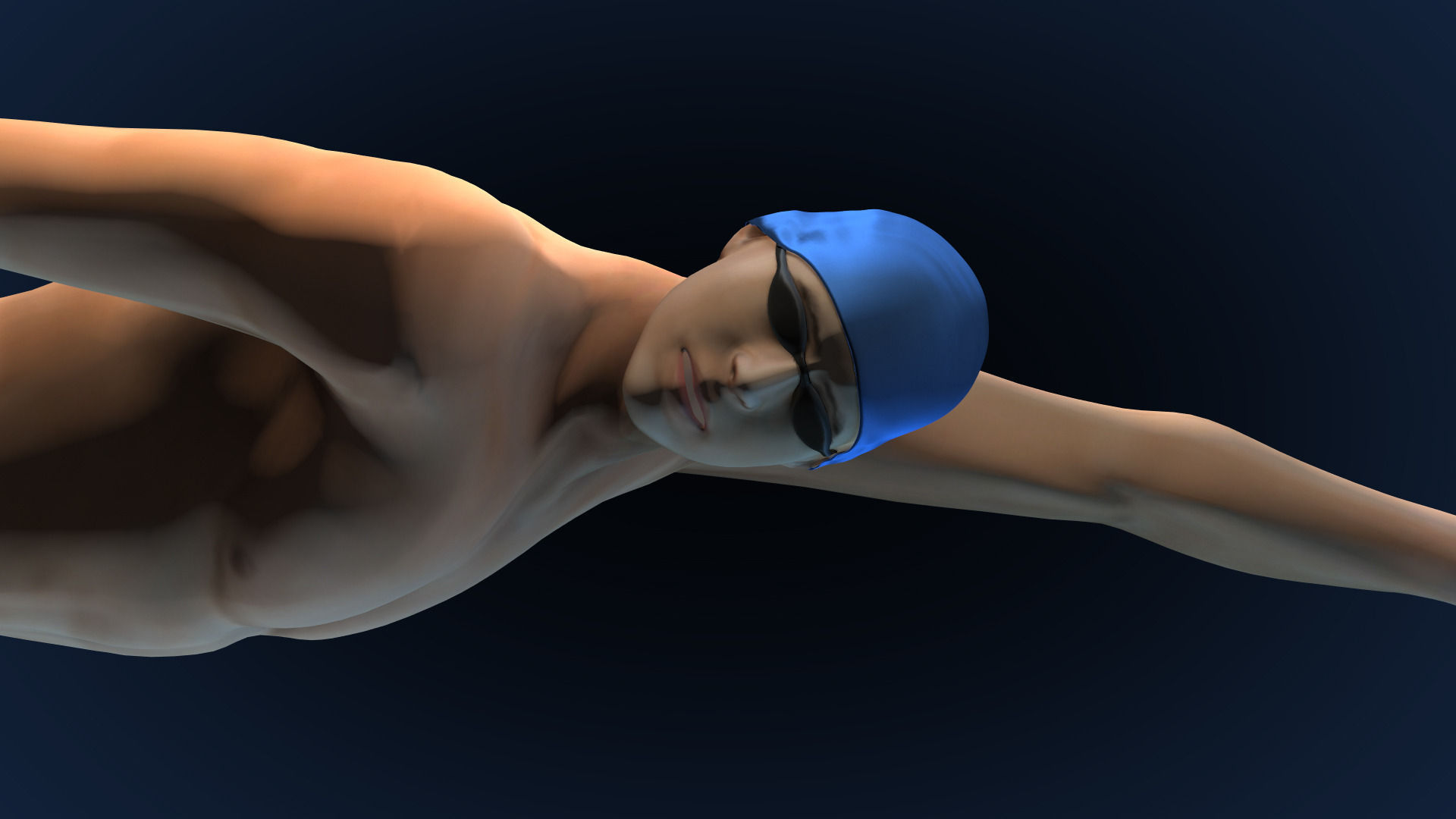 Swimming Man Classic Style Riged and Animated Low-poly 3D model_7