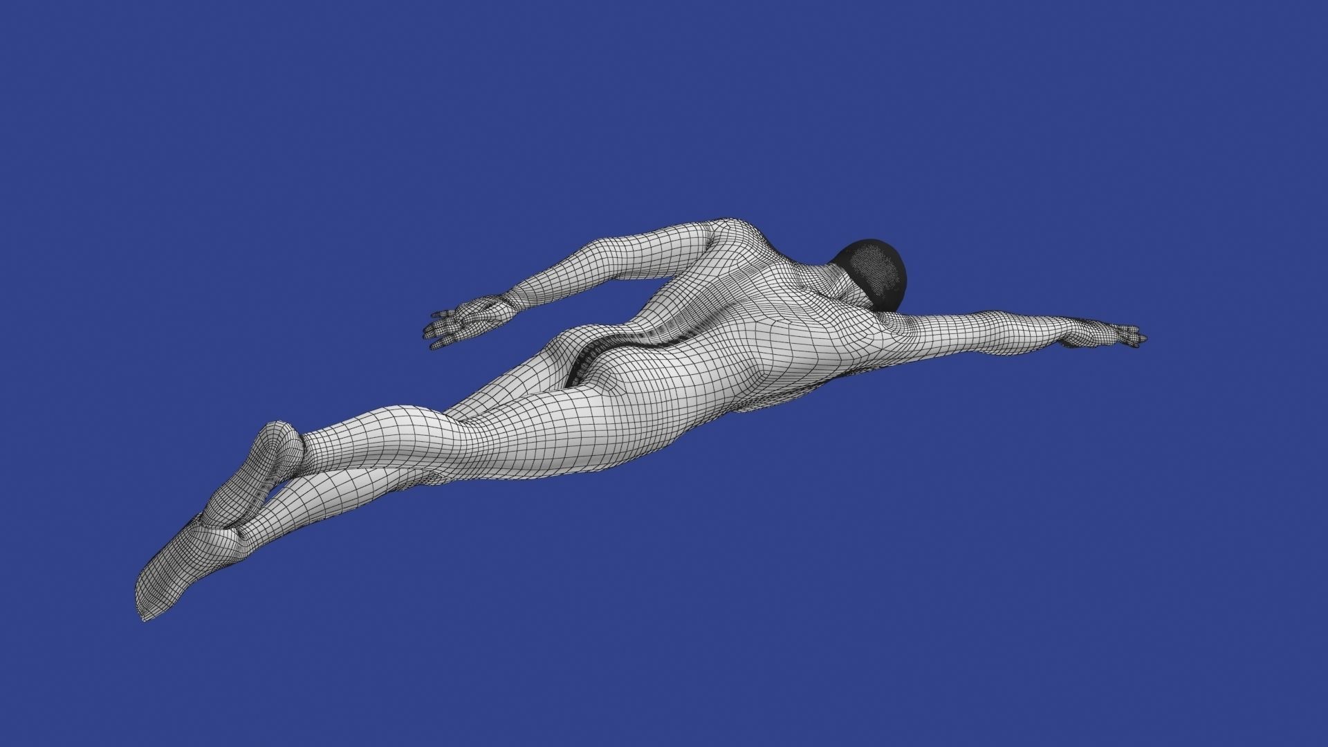 Swimming Man Classic Style Riged and Animated Low-poly 3D model_12