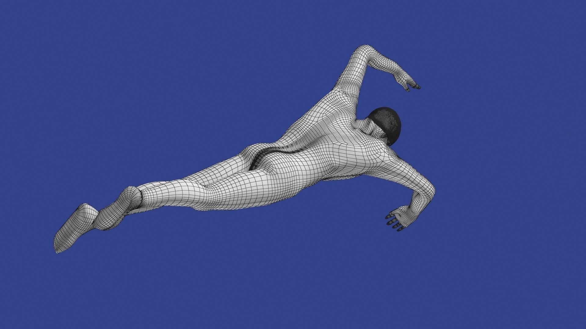 Swimming Man Classic Style Riged and Animated Low-poly 3D model_11