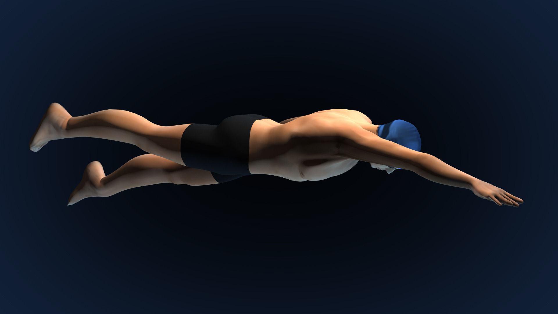 Swimming Man Classic Style Riged and Animated Low-poly 3D model_2