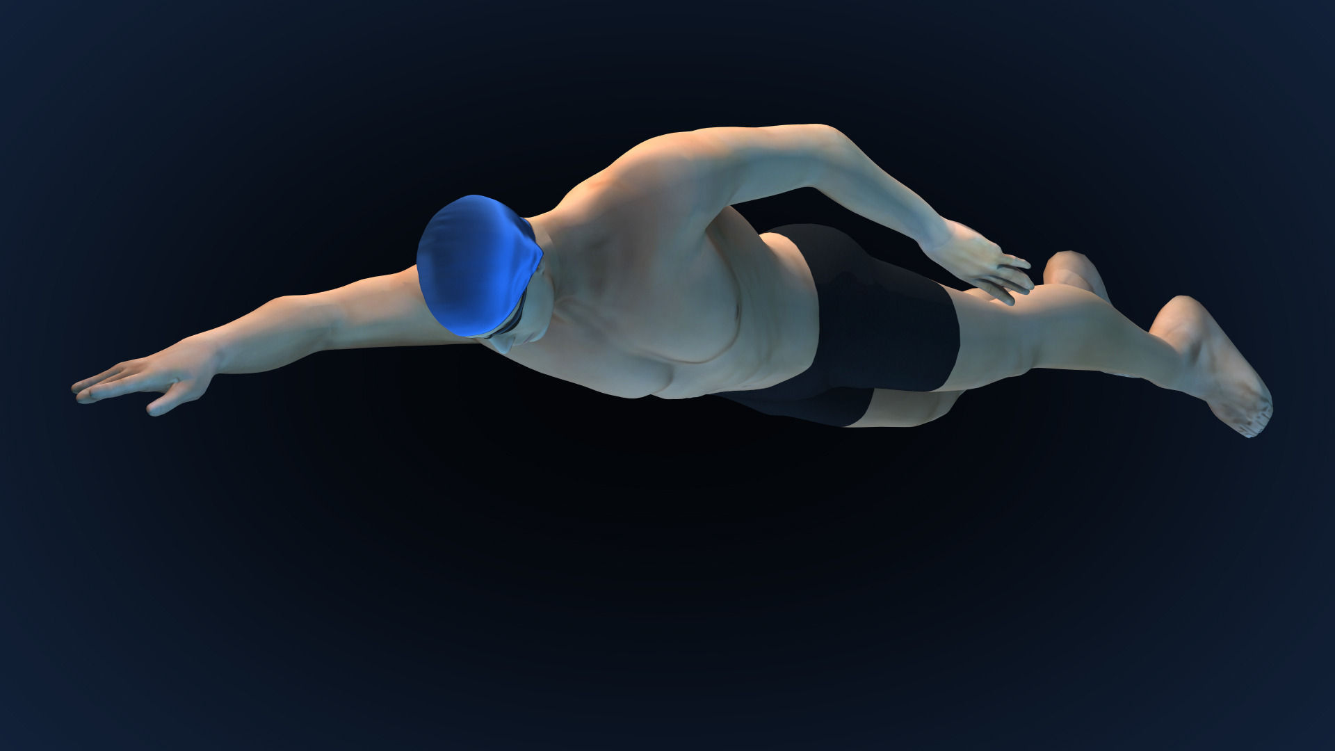 Swimming Man Classic Style Riged and Animated Low-poly 3D model_6