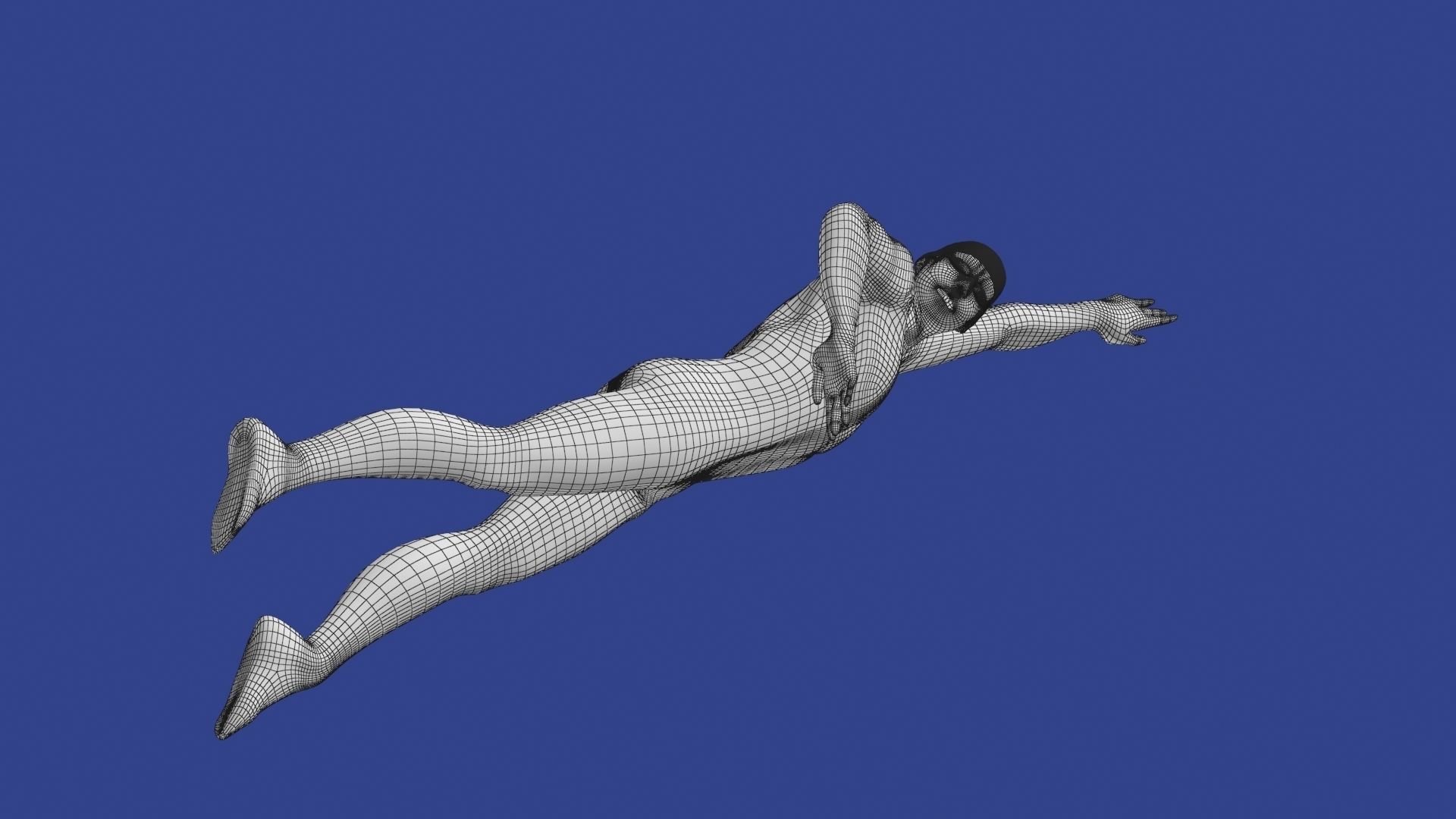 Swimming Man Classic Style Riged and Animated Low-poly 3D model_10