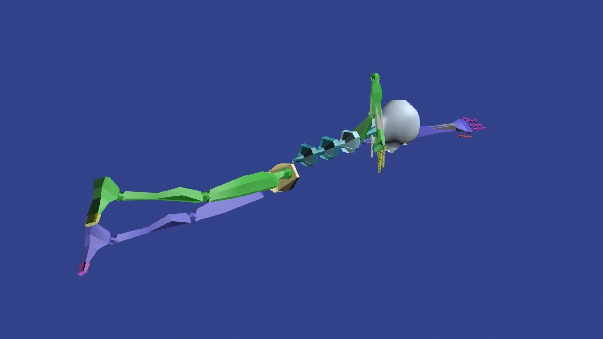 Swimming Man Classic Style Riged and Animated Low-poly 3D model_17