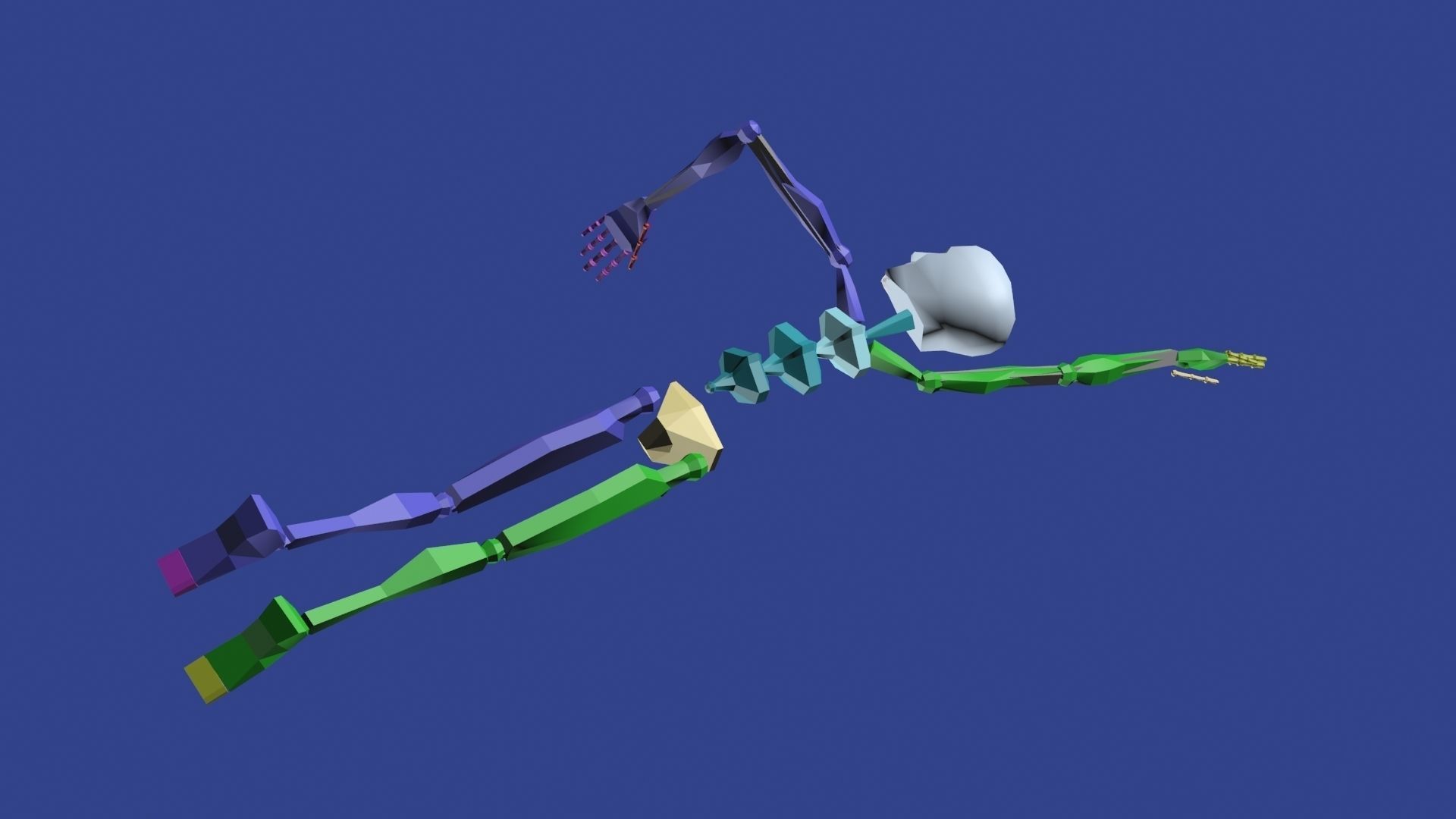 Swimming Man Classic Style Riged and Animated Low-poly 3D model_21