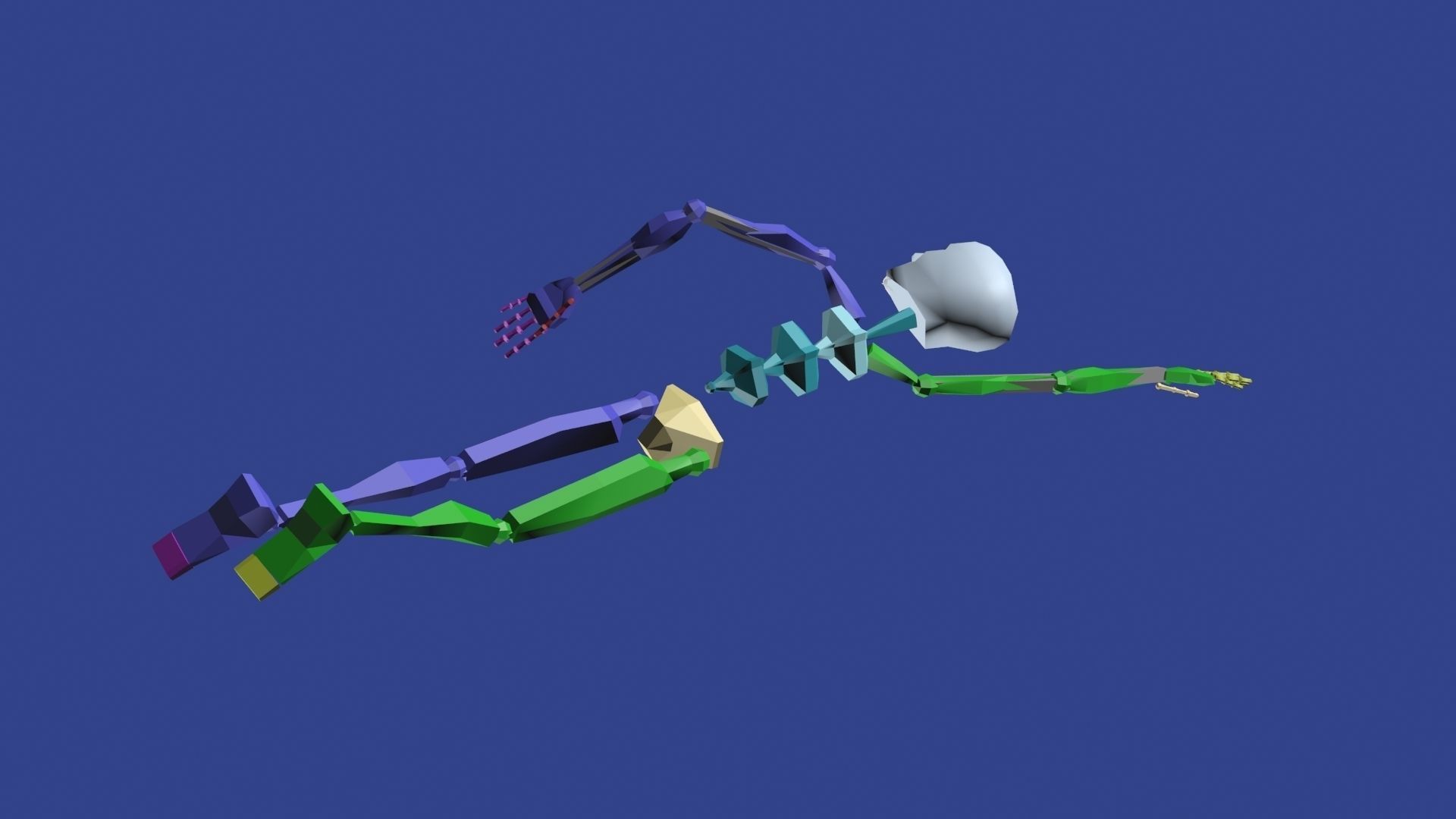 Swimming Man Classic Style Riged and Animated Low-poly 3D model_20