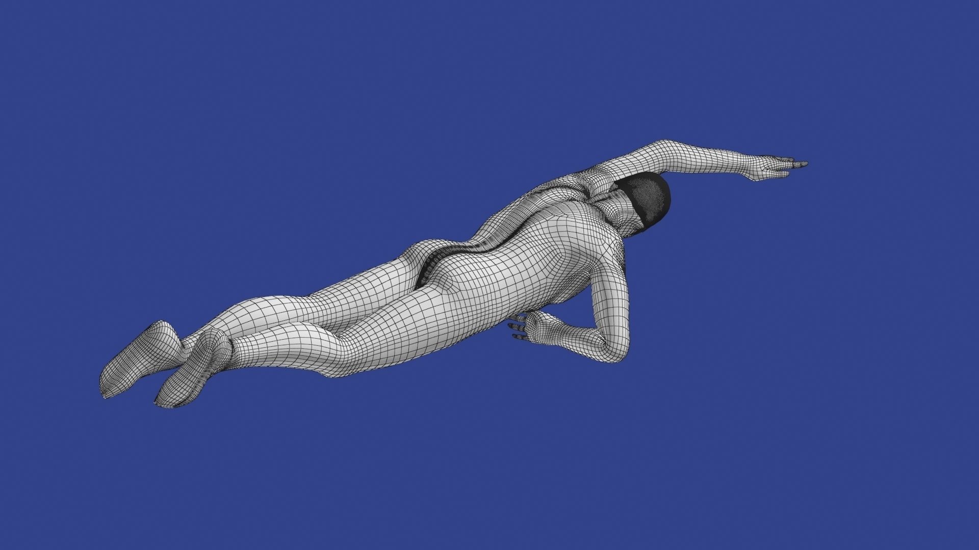 Swimming Man Classic Style Riged and Animated Low-poly 3D model_15