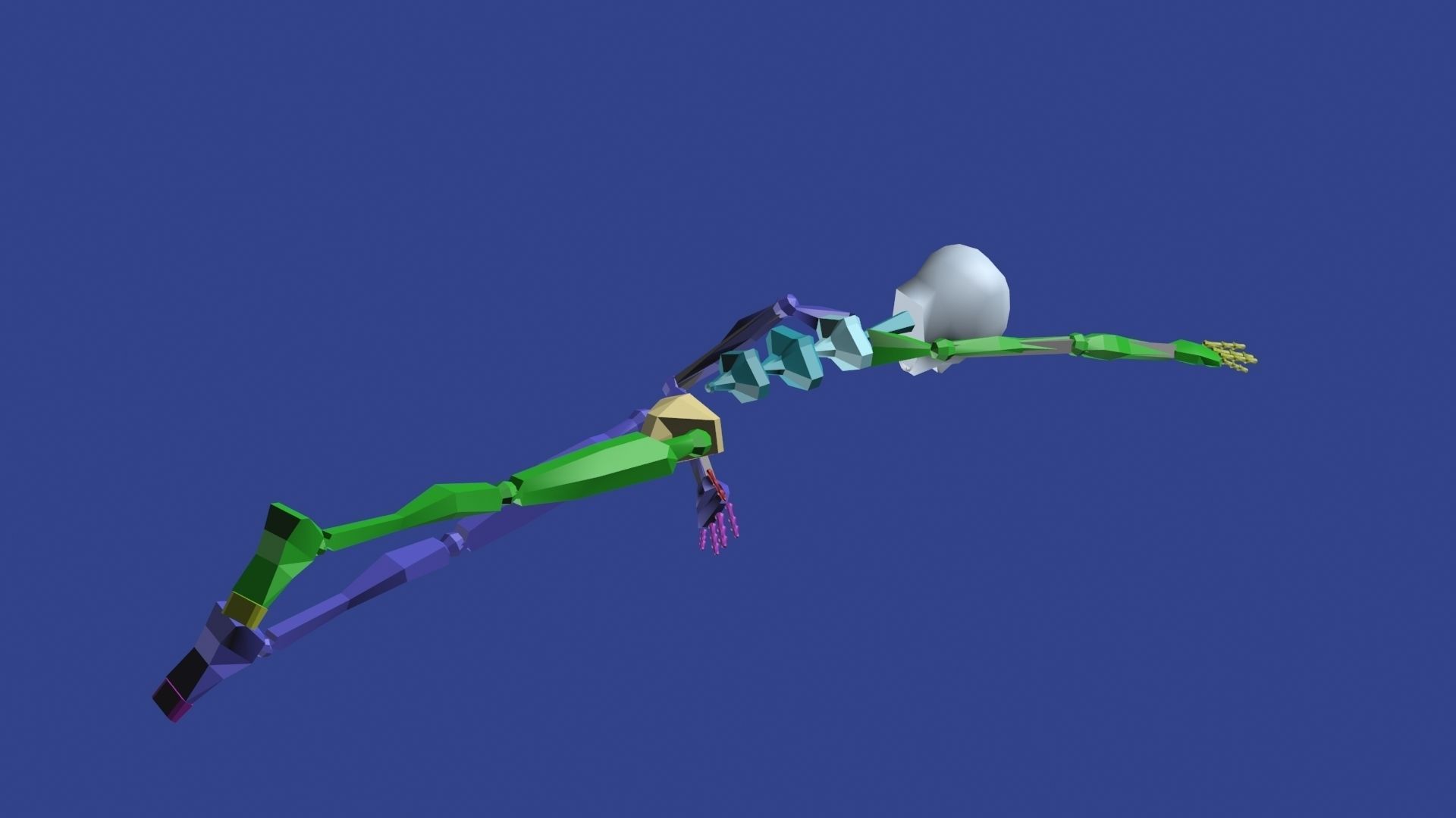 Swimming Man Classic Style Riged and Animated Low-poly 3D model_19