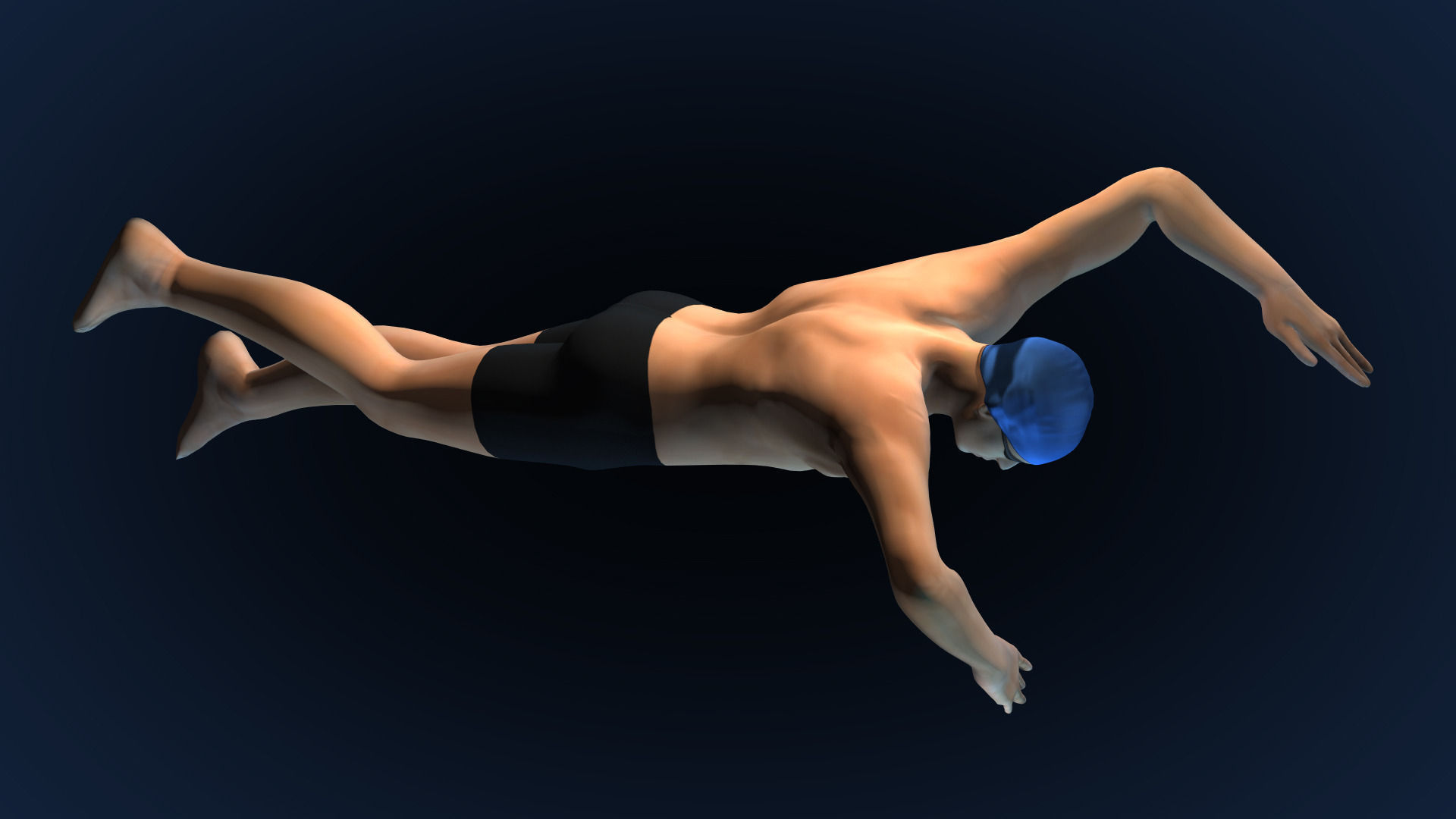 Swimming Man Classic Style Riged and Animated Low-poly 3D model_4
