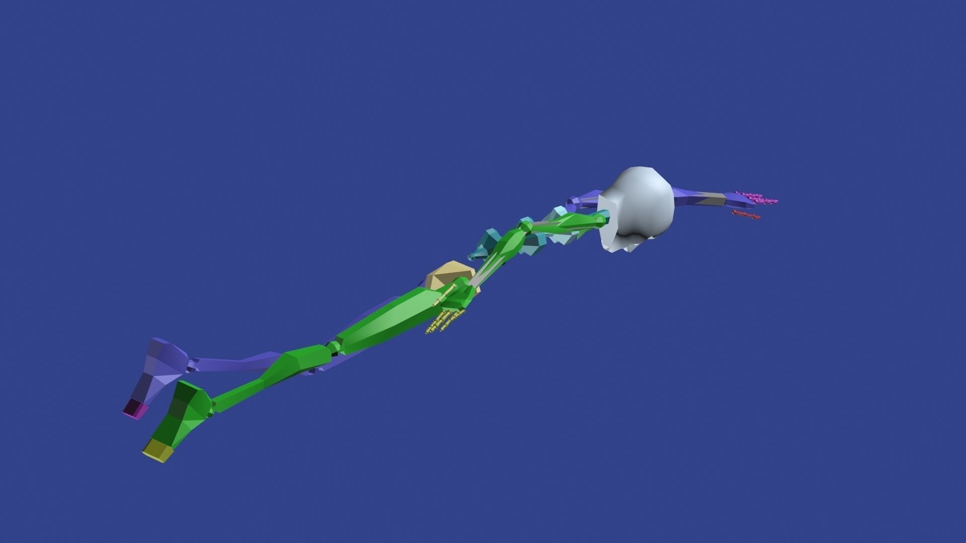 Swimming Man Classic Style Riged and Animated Low-poly 3D model_18