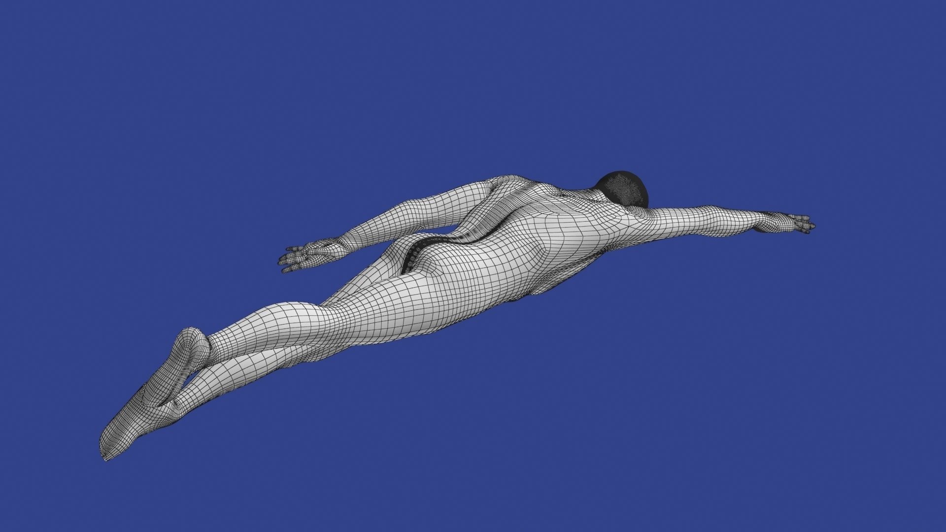 Swimming Man Classic Style Riged and Animated Low-poly 3D model_8