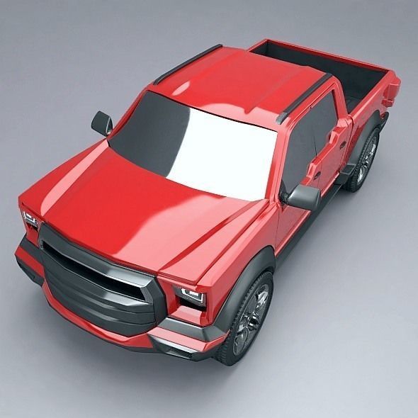 Pickup truck concept restyled 3D model_4